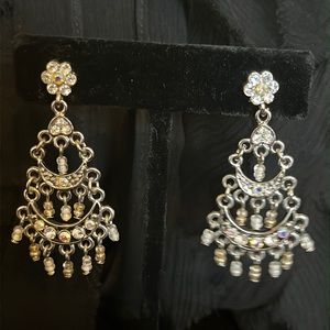 NWOT silvertone CZ chandelier earrings